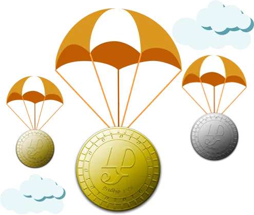 Gold crypto coins floating down on parachutes, suggesting a soft landing on tax