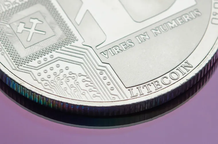Close-up of a silver Litecoin coin, an altcoin listed on Gate
